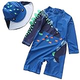 Baby Toddler one Piece Sunsuits with Sun hat Kids Zipper Bathing Suit Swimwear Infant UPF 50+ Rash G