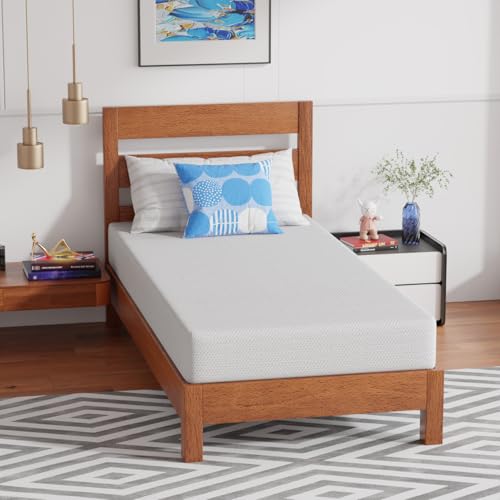 Image of PayLessHere 8 Inch Twin XL Green Tea Memory Foam Mattress Cooling Gel Infused Mattress,Medium Firm Mattresses Fiberglass Free /CertiPUR-US Certified /Bed-in-a-Box /Pressure Relieving Twin XL Size,White