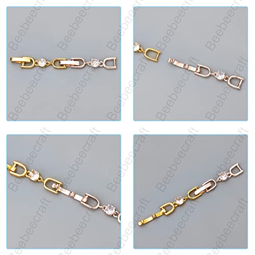 Beebeecraft 6Pcs 3 Colors Bracelet Extender Clasp Gold Plated Crystal Rhinestone Foldover Extension Clasps For Bracelet Necklace And Jewelry Making #TOP3