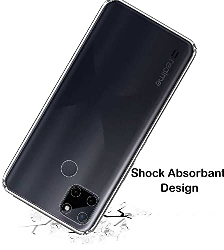 Image of Soft Flexible Silicone Back Cover Compatible with Realme C21 / C25, Transparent Case + Screen Guard