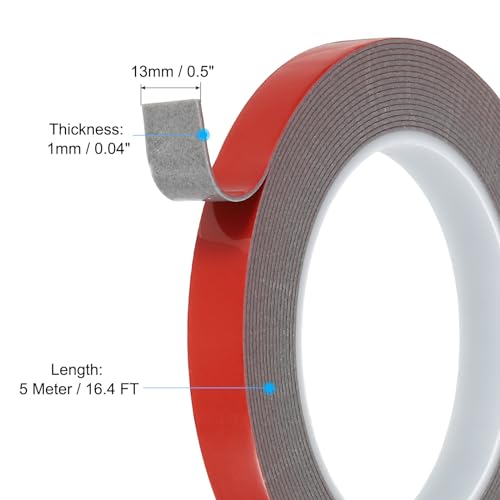 Image of PATIKIL Double Sided Adhesive Tape, 0.5 Inch x 16FT Waterproof Mounting Foam Tape Heavy Strong Adhesive Foam Tape for Car Outdoor Home