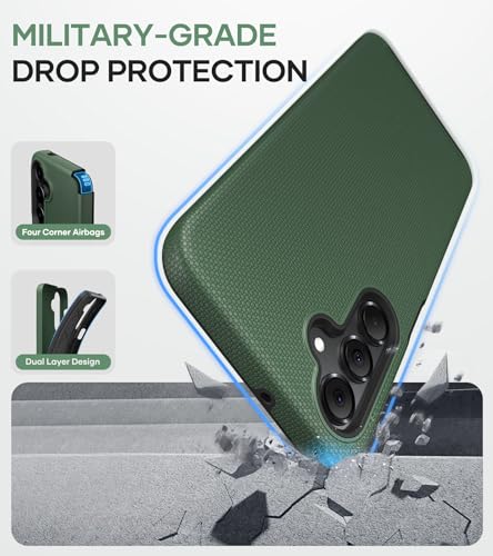 Image of Vihibii for Samsung Galaxy A16 Case with [2X Screen Protector], Non-Slip Texture, Shockproof Silicone Case & Rugged Outer Cover [Double Layer Protection] Phone Case for Samsung A16 5G 2024, Green