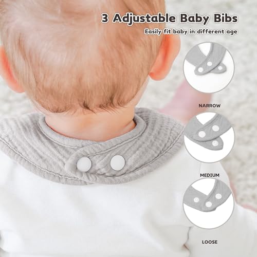 Image of Susurration Muslin Baby Drool Bibs 6Pack Soft Square Adjustable Baby Bandana Bibs for Unisex Girls & Boys