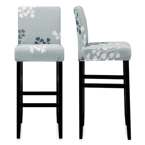 Image of Lellen Bar Stool Chair Covers Set of 2,Jacquard Bar Stool Cover Barstool Covers Slipcovers Stretch Bar Stool Covers with Backs Bar Stool Protector Covers for Kitchen Dining Room Counter Island