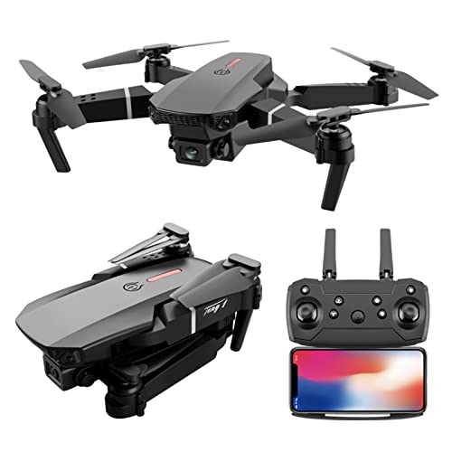 Drone With 1080P Dual Hd Camera, 2023 Upgradded Rc Quadcopter Fpv Camera Foldable Drone Toys Gift For Adults And Kids, One Key Start Speed Adjustment, 360° Altitude Hold Mode (Black) #TOP3