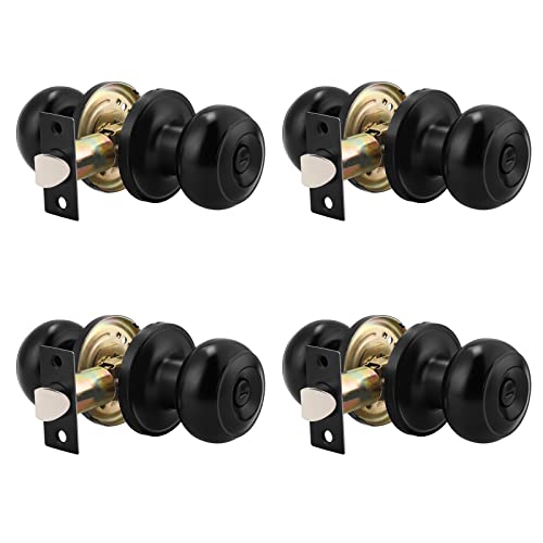 Probrico (4 Pack Round Privacy Door Knob (Thumb Turn Lock on The Inside), Keyless Doorknobs...