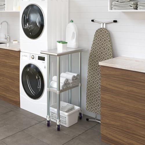 Image of AmGood 12 inch Long x 24 inch Deep Stainless Steel Table with Casters