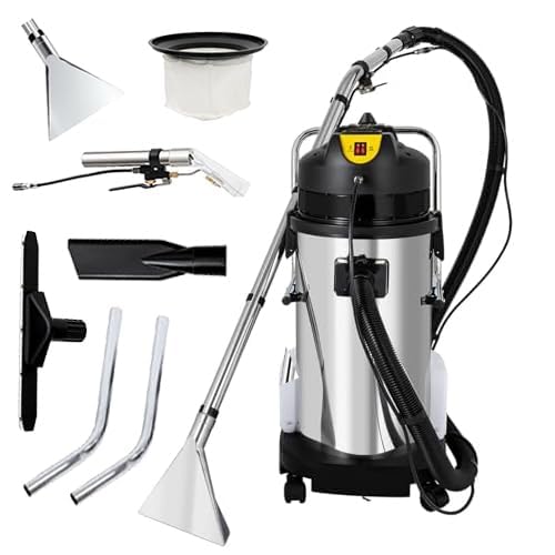 QYLTTDM Máquina Limpiadora De Alfombras Comercial, Flujo De Aire 53l/S, Tanque De Agua Doble, Limpiador De Alfombras con Pulverizador Y Extracto, Potencia De Succión Al Vacío 230 Mbar