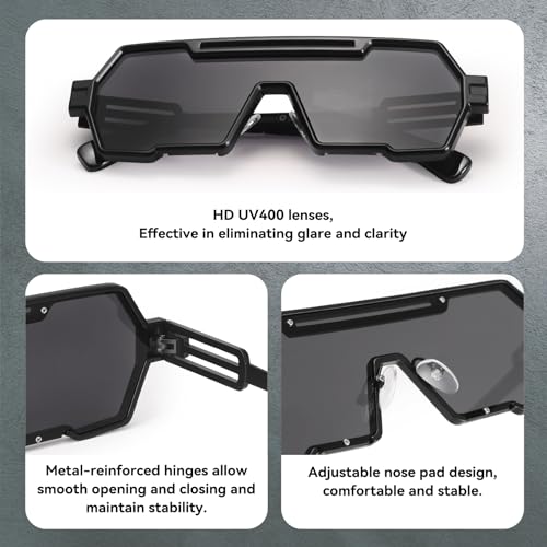 Dollger Retro Steampunk Sunglasses Men Trendy One Piece Irregular Metal Sunglasses4