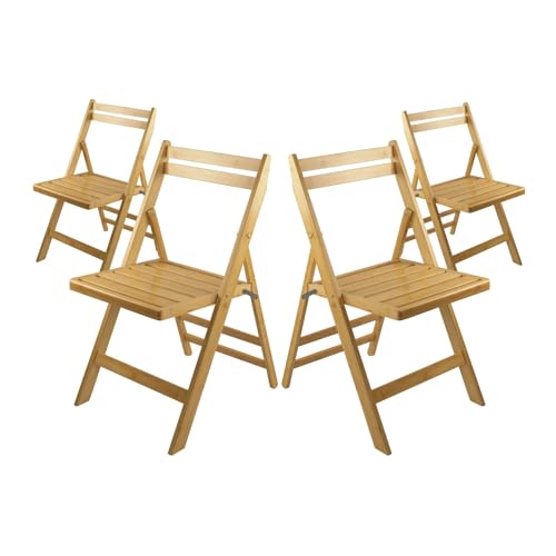 Orion91 - Silla de Comedor Plegable (Pack 4), Madera de Bambú, Salón, Cocina, Portátil, Estilo Moderno, Dimensiones 42.5x47.5x79cm (Largo x Ancho x Alto), Carga Máx. 90kg, Variedad Colores