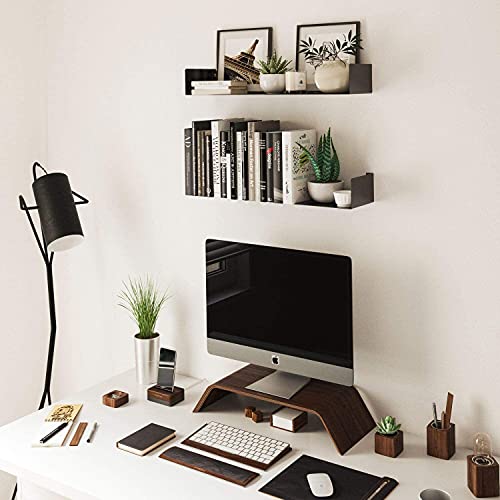 Image of Livzing 24-Inches Heavy Metal Book Shelf for Home, U Shape Wall Mount Shelf, Floating Books Rack, CD DVD Storage Display Racks, Multipurpose Wall Mounted Bookcase -(Set of 2,Black)
