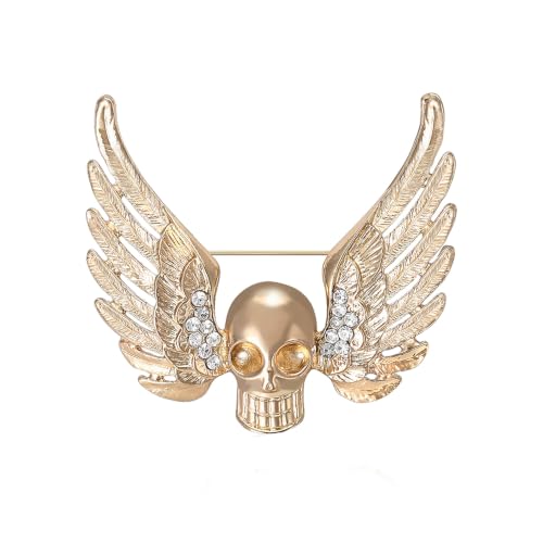 Image of Punk Skull Head Cross Sword Brooch Pin Cool Skeleton Lapel Pin for Dress Suit Decor Halloween Party Clothing Accessories for Women Men