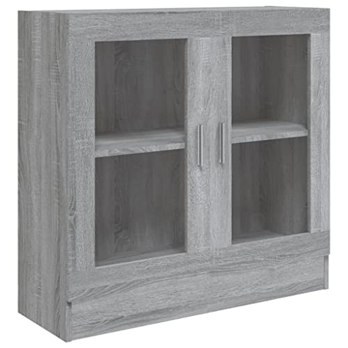 vidaXL Vitrina Aparador Mueble Estantería Almacenamiento Sala Estar Salón Adorno Decoración Habitación Hogar Madera Contrachapada Gris Sonoma