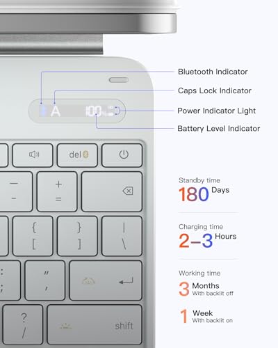 Inateck for iPad Air 13" Case with Keyboard, Slim Design, Milky White - image 4