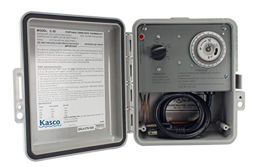 Kasco De-Icer Time & Temperature Controller C-20 - Air Temperature Thermostat and Timer | Automatically Turn On/Off 120V De-icer | Operates B/W 0-80 °F