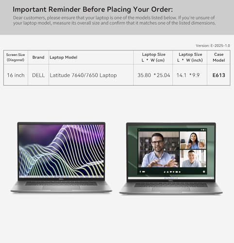 Smatree 16 inch Laptop Sleeve for DELL Latitude 7640/7650, DELL Laptop Case with Accessory Pocket, YKK Zipper, Patented Super Corner Design (E613)2