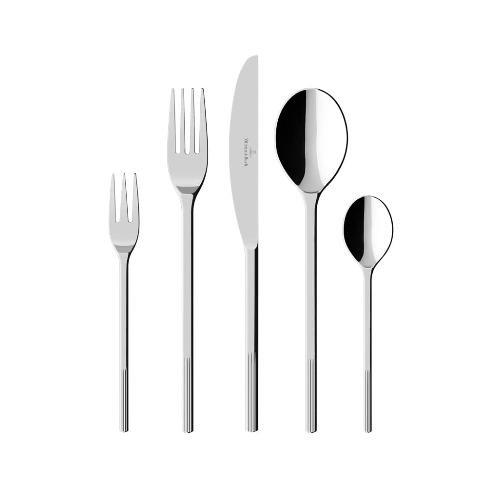 Villeroy & Boch Afina Besteckset, 30-teilig, Maße: ca. 44x29x6,5cm, spülmaschinenfest, Tafelbesteck aus hochglanzpoliertem Edelstahl