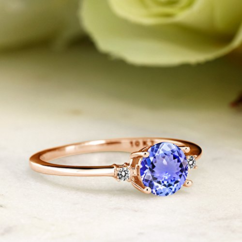 Gem Stone King 10K Rose Gold Blue Tanzanite and White Diamond Solitaire Engagement Ring For Women (0.93 Cttw, Round 6MM, Gemstone December Birthstone, Available in Size 5,6,7,8,9)4