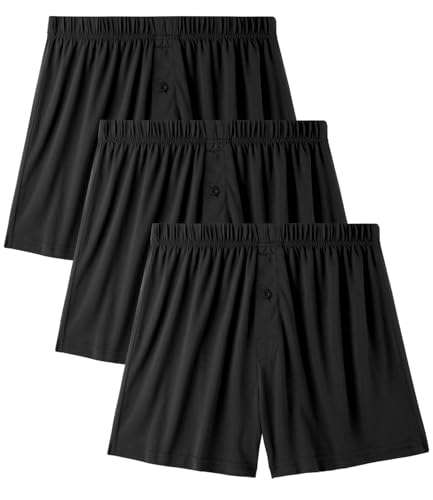 BAMBOO COOL Mens Boxers Durable Comfortable Boxer Shorts for Men Loose Ultra-Soft Men's Underwear (3 Pack) Medium