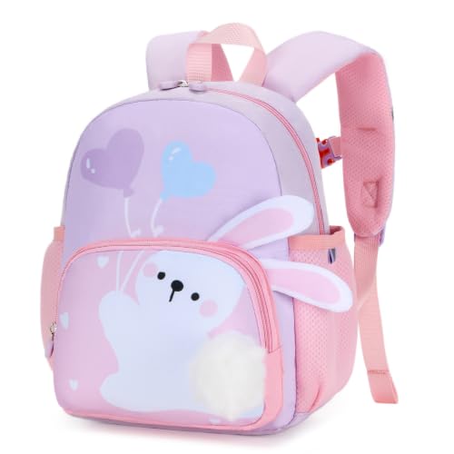 PROTAURI Sac à Dos Enfant Maternelle Fille 3-7 Ans 11.6L, Lapin Design