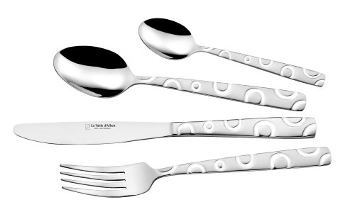 Déglon - Ménagère 24 Pièces Galaxie - Acier Inoxydable - Double Finition Miroir et Sablé - Couleur Argentée - 26 x 16,6 x 7 cm - 1,59 kg - N° de modèle...