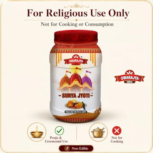 Image of Swarajya India Surya Jyoti Pooja Ghee | Pure and Sacred Offering for Rituals and Worship (1 Liter (Pack of 2))