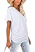 WIHOLL Juniors Summer Tops Dolman Short Sleeve Casual Clothes Plain Shirts V Neck 2026 Spring Blouses Basic Tees White L