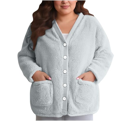 Veste polaire femme boutonnée col en V en peluche pour l'hiver