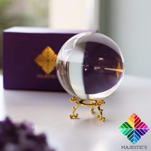 Kristallkugel Wahrsagen 10 cm mit Metallständer + Box – Ideal für Kristallomantie, Divination, Medium