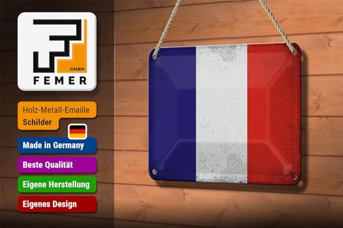 Plaque en tôle drapeau France vintage pour une déco bistrot rétro chic - 4