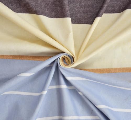 Image of Blue Strip Polycotton Fitted Bedsheet, Queen 60x78 (Grey Line) | 300 TC | All-Round Elastic Grip | Soft, Breathable & Colourfast | Wrinkle Resistant | Machine Washable