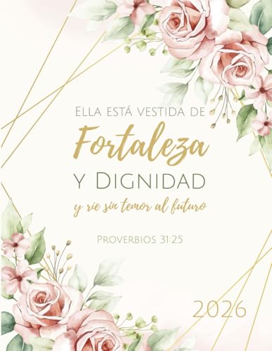 Agenda Cristiana Mujer 2026 - Proverbios 31:25: Planificador Mensual con Versos Bíblicos