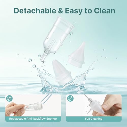 Image of Nasal Aspirator for Baby, Hospital-Grade 78KPa Strong Suction Baby Nose Sucker with Anti-Backflow, Electric Nose Suction for Baby, Soothing Lullabies, Rechargeable Baby Nasal Aspirator(Blue-T)