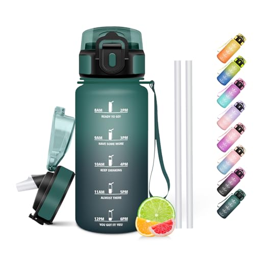 HoneyHolly Botella Agua, 500 ml con Pajita, Cantimplora, Prueba de Fugas, Botella Agua Niños Colegio, Libre de BPA, Water Bottle para Niños, Deporte, Running, Gimnasio, Bicicleta