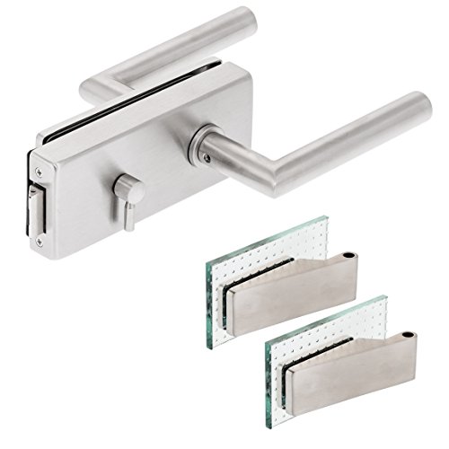 Preisvergleich Produktbild Premium Glastürschloss Q3 WC Stickhebel / V2a Edelstahl matt / inkl. Studiobändern / New Orleans (ohne Schauscheibe rot / weiß)