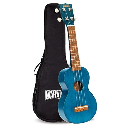 Mahalo Kahiko Soprano Ukulele, Transparent Blue