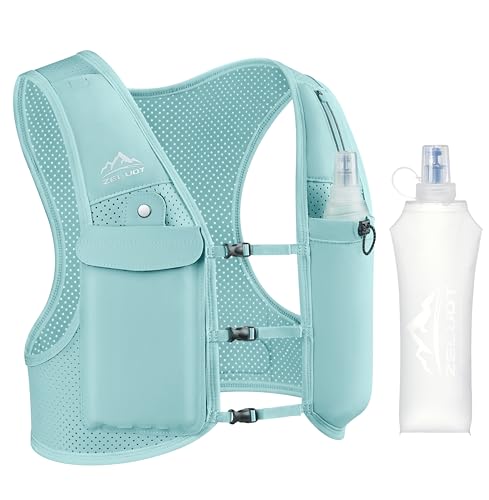 Image of Zelvot Running Vest for Women Men, Adjustable Running Phone Holder Vest, US Patent, Running Hydration Vest with 500ml Soft Flask, Reflective Running Backpack for Hiking