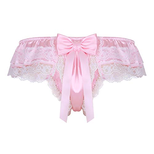Linjinx Men's Silky Satin Lingerie Briefs Girly Sissy Crossdress Hipster Skirted Panties Underwear