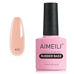 AIMEILI Rubber Base Gel For Nails, Sheer Color Gel Nail Polish UV LED Soak Off, Elastic Rubber Base Coat Nail Strengthener Nail Rhinestones Glue Gel, Long Lasting - (450) 10ml, 41.0 grams