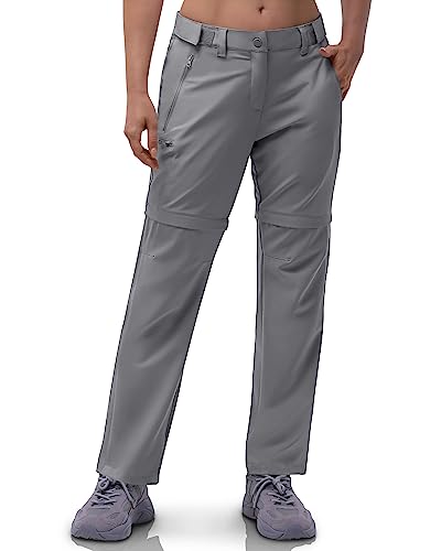 Outdoor Ventures Women's Convertible Pants, Quick Dry Hiking Zip-Off Pants, Stretch Lightweight Cargo Pants Grey