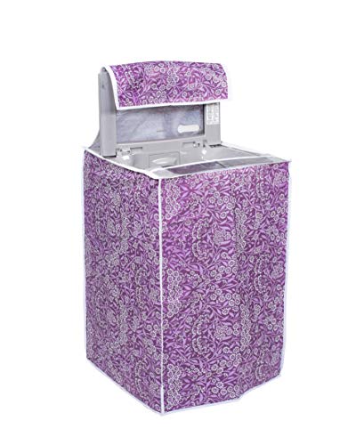 Image of Classic Top Load Washing Machine Cover Suitable for Haier 6 Kg, 6.5 Kg, 7 Kg, 7.5 Kg, 8 Kg (55cmsX54cmsX84cms, Purple Flower, Medium)