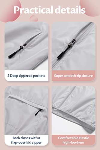Image of CREATMO US Women's Sun Jackets Lightweight Packable Shirts UPF 50+ Hoodie Reflective Cycling Jacket With Detachable Hood