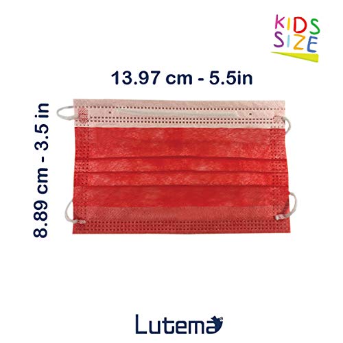 Lutema LTMASTMLEVEL3KIDSMASK50RUBYRED 50 Pcs Of Astm Level 3 Disposable Kids Face Mask - Made In Usa thumb #4