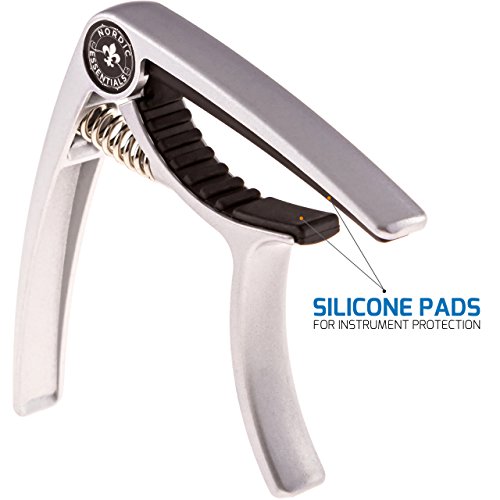 Nordic Essentials Guitar Capo Deluxe With Carrying Pouch - Classy Matte Silver #TOP5