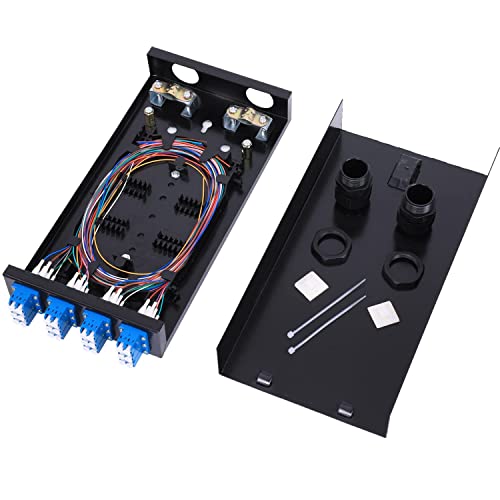 Image of 12 Duplex 24 Port LC-OS1 Box+ SingleMode Cables Wall Mount Fiber Enclosure with Spool LC-UPC Kit (Include a 1 Meter 24 Strand LC-SM Pigtail and 12 Port Duplex LGX Loaded Panel