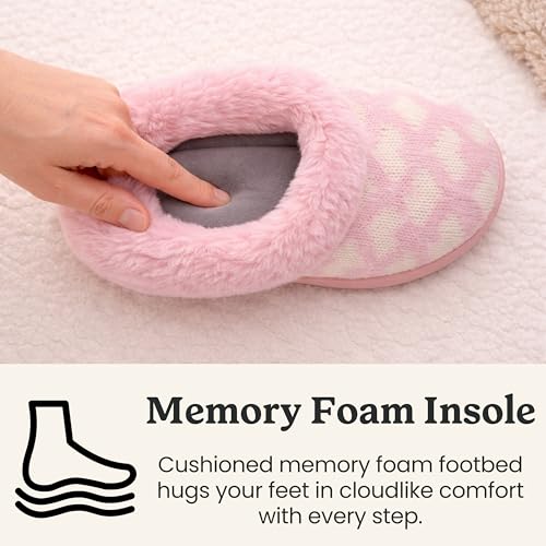 Image of Dearfoams Women's Memory Foam Cozy Soft House Slippers Gifts for Women Hannah Knit Clog House Shoes