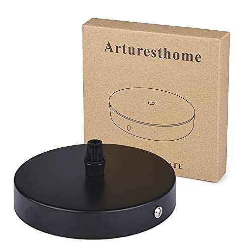 Arturesthome Modern Rewind Ceiling Canopy Kit, Single Hole Ceiling Plate for Pendant Lights or Chandelier Fixture - Black 18cm - Thumbnail 7