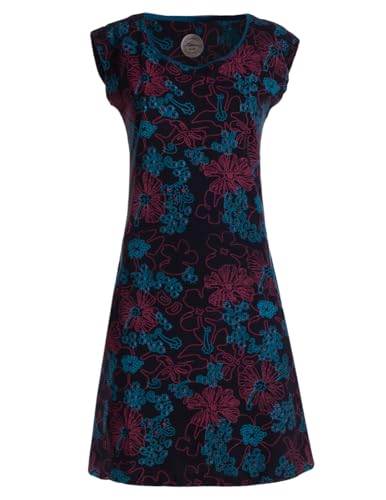 Vishes - Kurzarm Damen Sommer Longshirt Tunika Mini-Kleid schwarz 52