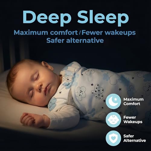 Image of GUNTAIL Newborn Sleep Sack Baby Swaddle,3-Way Adjustable Wearable Blanket,100% Rayon Cotton Swaddling sleeping bag (Clouds & Moon, 0-3 Months)
