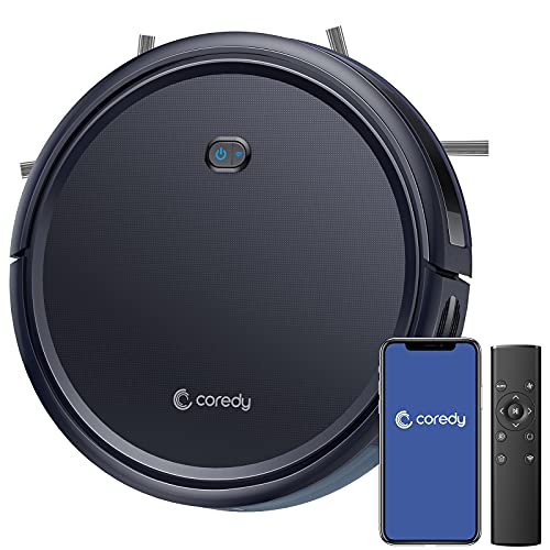 Coredy R400 Robot Vacuum Cleaner, Personalized Customize Robotic Vacuums Skin, 2000Pa Suction, Works with Alexa, Wi-Fi Connected, Auto Boost Intellect, Quiet Self-Charging Vacuum Robot for Pet Hairs